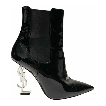 Saint Laurent Vintage, pre-owned Opyum Ankle Boots in Leather Zwart, Dames, Maat:40 EU