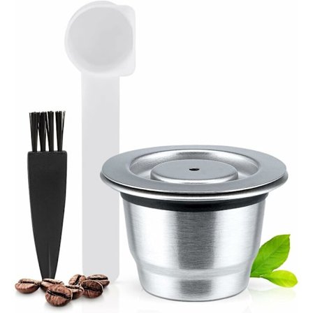 Återfyllningsbara och återanvändbara Nespresso-kapslar i rostfritt stål, kompatibla med Nespresso-maskiner
