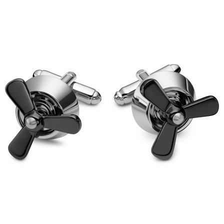 Kleos | Silberfarbene Propeller Manschettenknöpfe for Men