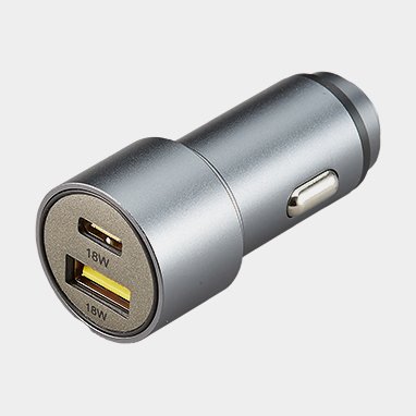 12/24V oplader / autolader, zwart, 12 V / 24 V, 18 W, USB-A + USB-C