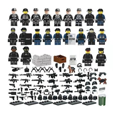 Sæt med 22 minifigurer Military Series Skurke Minifigurer bygget