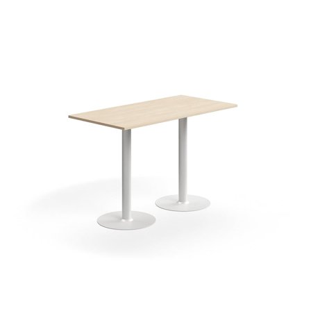 Bar table ALVA, 1400x700x900 mm, high pressure laminate, white/birch