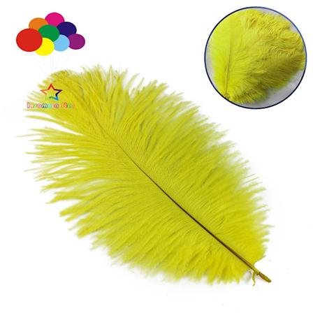 Strudsefjer til dekoration, stjernet bryllupsmaske, håndlavet DIY, 30 farver, 15-20 cm Yellow 10 Pcs