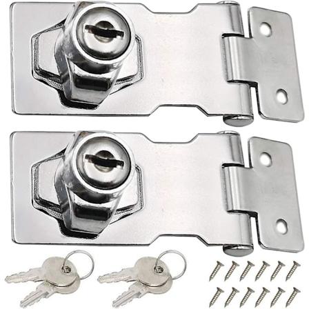 2 stk. rustfritt stål låsbar hasp 80mm dørbolt lås spenne med hengelås og nøkkel for låsing av skur dører skap bokser møbler