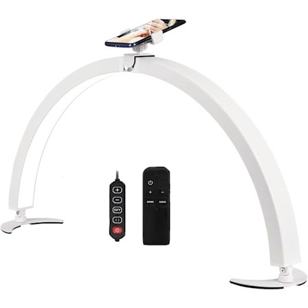 Halvmåneformet neglelampe – specialdesignet bordlampe til manicure, med mobilholder, 7 farvetilstande og 10 dæmpningsniveauer