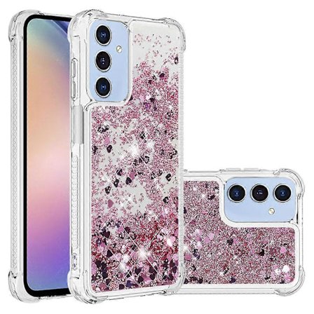 Til Samsung Galaxy A16 5G Galaxy A16 4G TPU Telefon Cover Glitter Flydesand Stødsikkert Telefon Bagcover (Rose Guld Hjerteform)