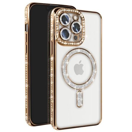 Coque Diamant til iPhone 13 Pro MagSafe Kontur Strass Guld
