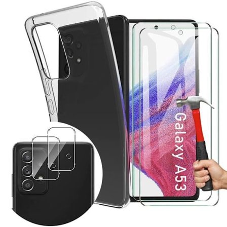 Skyddsskals - BOOLING - för Samsung Galaxy A53 5G - Transparent - 2 Härdade Glas - 2 Kameraskydd