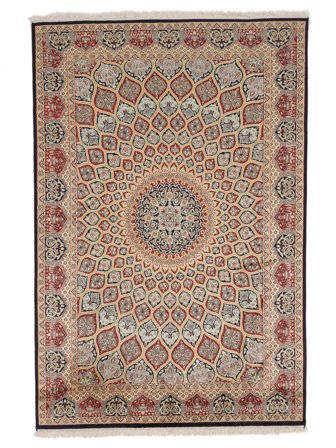 Médaillon Petit Cachemire Pure Soie Tapis 125X187 Soie