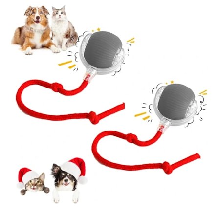 2 stk 360° Smart Automatisk Rullende Kjæledyrball, Oppladbar Uregelmessig Bevegelse for Katter & Hunder, Rød