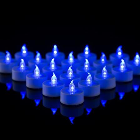 24 Flammeløse LED-teljus med blått lys - Batteridrevne Fa