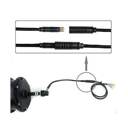 2 stk. 60 cm E-cykel 9-pin Motor Konverteringsforlængerkabel Ledning Vandtæt Stik kompatibel med Forreste Baghjul - WELLNGS