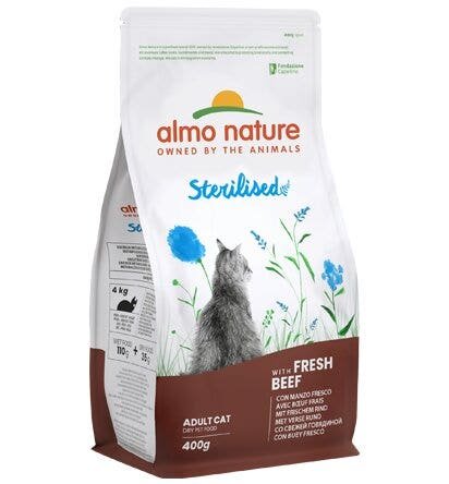 Almo Nature Sterilised Cibo Secco Con Manzo E Riso Per Gatti