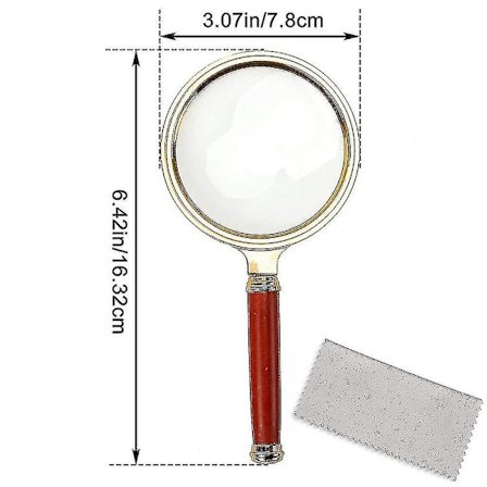 10x Håndholdt Forstørrelsesglass Antikk Mahogny Lesing Forstørrelsesglass