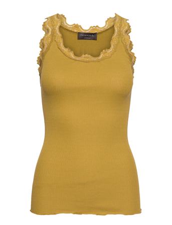 Silk Top W/ Lace T-shirts & Tops Sleeveless Gul Rosemunde*Betinget Tilbud