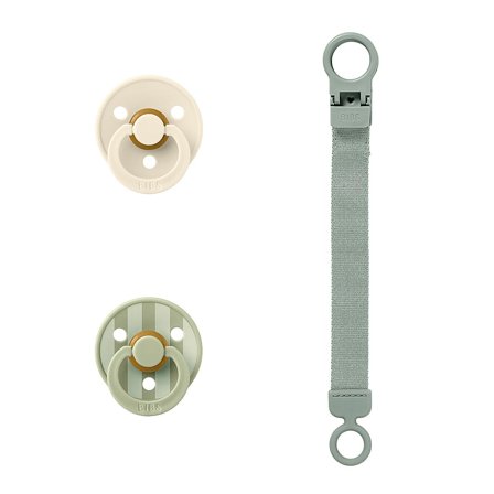 BIBS Pacifier & Clip Gift Set 3 stk. Sage Size 1, Børn & Forældre, Sutter, Latexsutter