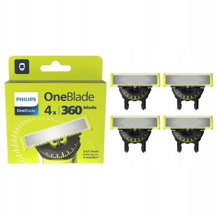 Rakhuvud - PHILIPS One Blade - Paket med 4 ersättningsblad 360 QP440/50