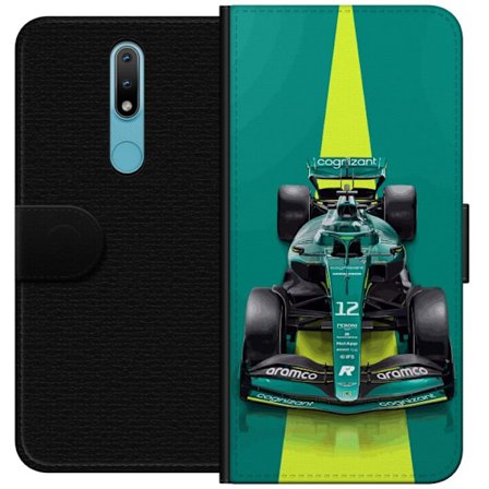Yhteensopiva Lompakkokotelo Nokia Nokia 2.4 Aston Martinin Formula 1 -auto vihreässä kilpailumuotoilussa, jossa on moderni studiosentuntma