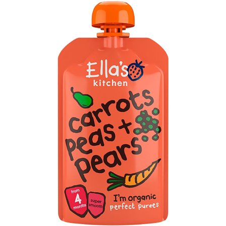 Ella's Kitchen Babymos gulerod, ærter & pære (4 mdr) Ø 120 g, Helse & Madvarer, Babymad, Babymos