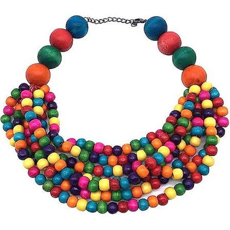 Flerfärgad pärlsträngad halsband med lager