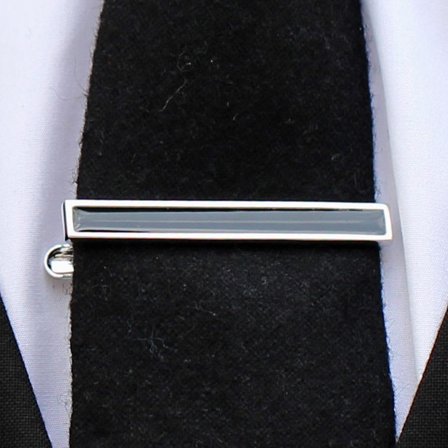 Silver-Tone & Black Tie Clip for Men - Tie clips for skinny ties