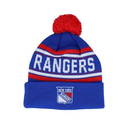 Outerstuff - NHL Modrá pom Beanie - Kids New York Rangers Jacquard Cuffed Knit Blue Pom @ Hatstore