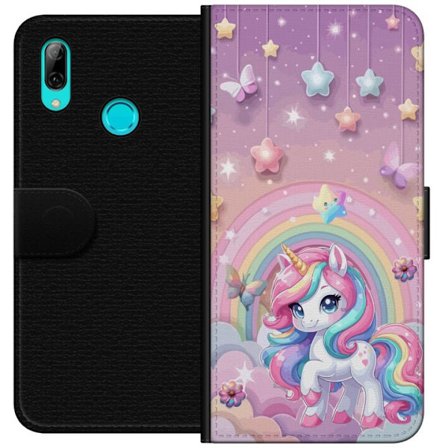 Yhteensopiva Lompakkokotelo Huawei P smart 2019 Maaginen yksisarvinen, jolla on sateenkaarimane, tähtiä ja perhosia vasten pastellinväristä taivasta,