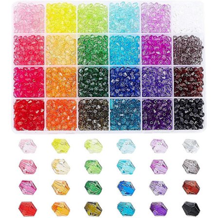 2880 stk. 24 farger Bicone Perler Fasetterte Akrylperler 6mm Regnbue Løse Perler Avstandsstykker Sortiment Parti for DIY Håndverk Armbånd Halskjede 