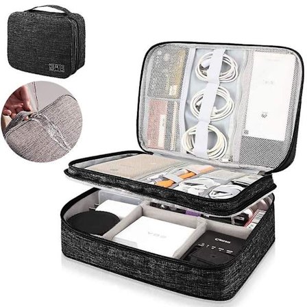 Rejse kabelstyringspakke, tre-lags elektronisk tilbehør