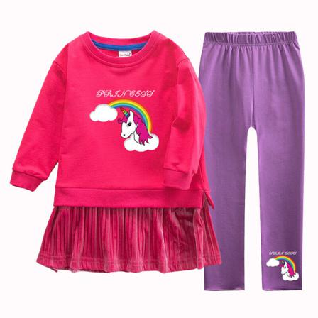 Tecknad Flickor Print Crew Neck Swing Baggy Våren Hösten Outfits