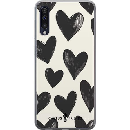 Kompatibel Mobilcover til Samsung Samsung Galaxy A50 Cactus and Friends - Bold Black Love Pattern