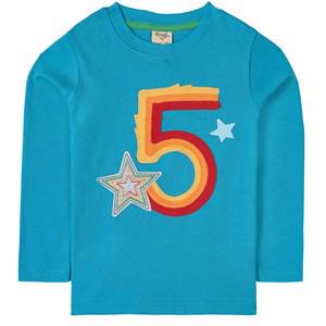 Kids - Frugi Tobermory Teal/Star Magic Number T-shirt 5-6 years - Tops - 5-6 years - Blue