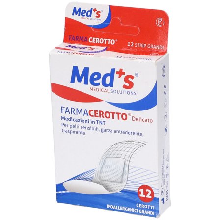 Med's Cerotto Strips Delicato Tessuto Non Tessuto Grande 12 Pezzi