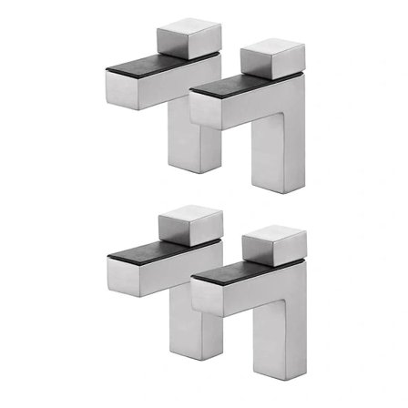 4 stk. solide justerbare hyldeknægte i metal til træ-/glashylder, vægmontering, børstet sølv