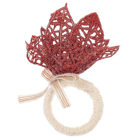 Juleblomst serviettring søt serviettringholder hyssing serviettring for fest (10X3.5XCM, rød)