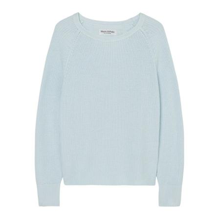 Marc O'Polo Slightly cropped crewneck knitted jumper Blå, Dame Striktrøjer