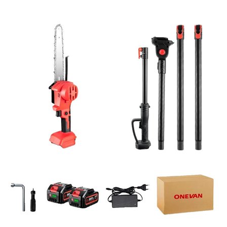 Elektrisk grensåg, borstlös motor, teleskoperande stång, 2 Batteri EU-kontakt