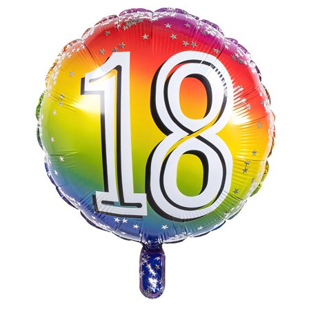 Folieballon Regnbue 18 år