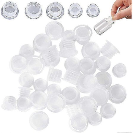 50 STK Silikone Salt- og Peberbøssepropper med Trækfane Plastik Saltbøsse Prop Udskiftning Klar Prop Rund Ende Hul Rørprop