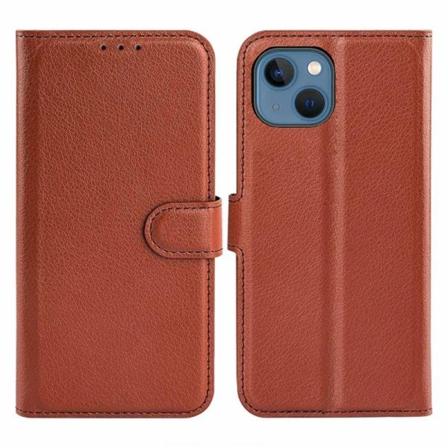 iPhone 15 Plus Pl nboksfodral med stativ - Brun Brown