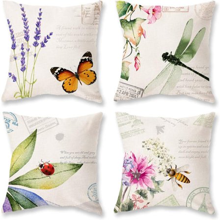4 st utomhus trädgård dekoration blomma dekorativa kuddfodral, 18 x 18 tum