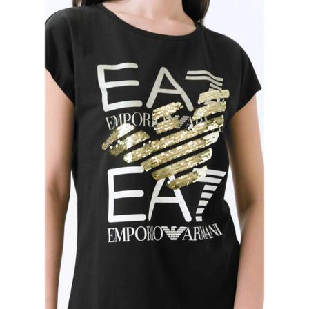 Emporio Armani EA7 Fundamental Sporty T-shirt Sort, Dame T-shirts