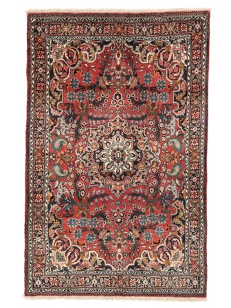 Hand Knotted Persian Bidjar Rug 109X171 Brown/Dark Red