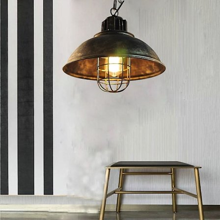 1-valaisimen 34 cm riippuvalaisin metallinen kulho Rustic Lodge Retro
