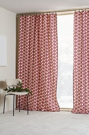 Jotex - Multifunctioneel Gordijn 2-pack Rood/beige Rood/beige - VALERIA - Koop Multifunctionele gordijnen bij Jotex