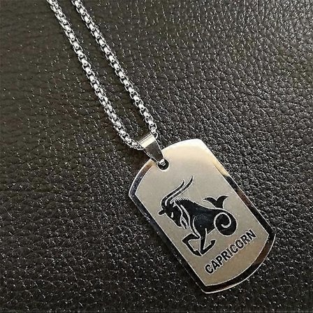 Scorpio 12 Stjärnbilder Halsband Födelsedagspresenter Guld Färg Rostfritt Stål Amulett Hänge Zodiak Tecken Smycken Collier(Capricorn1,90cm)