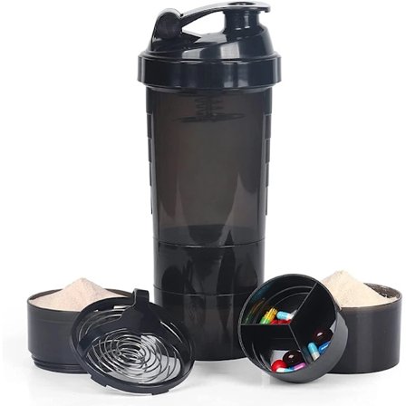3 lager Shaker Protein Flaska Pulver Shake Kopp Vatten Flaska Plast Mixing Kopp Kropp Byggning Träning Flask shaker kopp