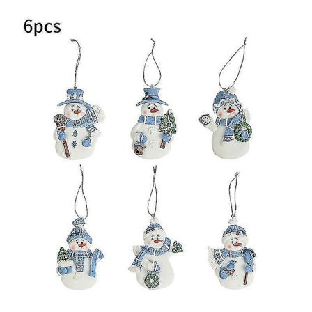 Blå Snemand Juletræsornamenter Vintage Julepynt Mini Polymer Ler Juleornamenter Til Snemand Juletræ Vedhæng