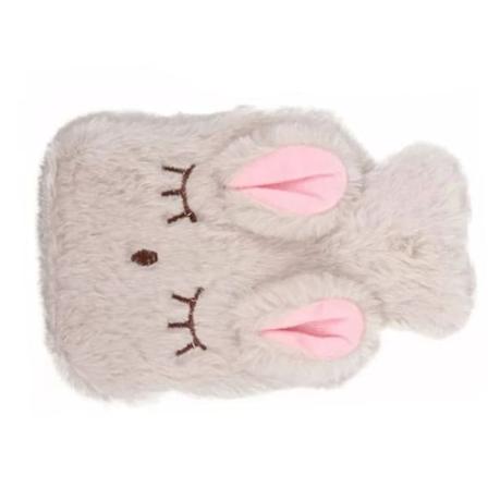 R j hdyssuojattu kuumavesipullo, palovammojen ehk isy, irrotettava kanin kuvioinen plussipeite, kuumavesipussi, beige