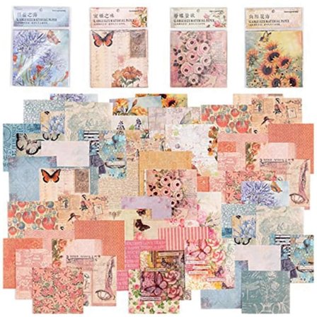 120 st Dekorationspapper för Scrapbooking, 14x14 cm Vintage Decoupage Papper Junk Journal Tillbehör (se